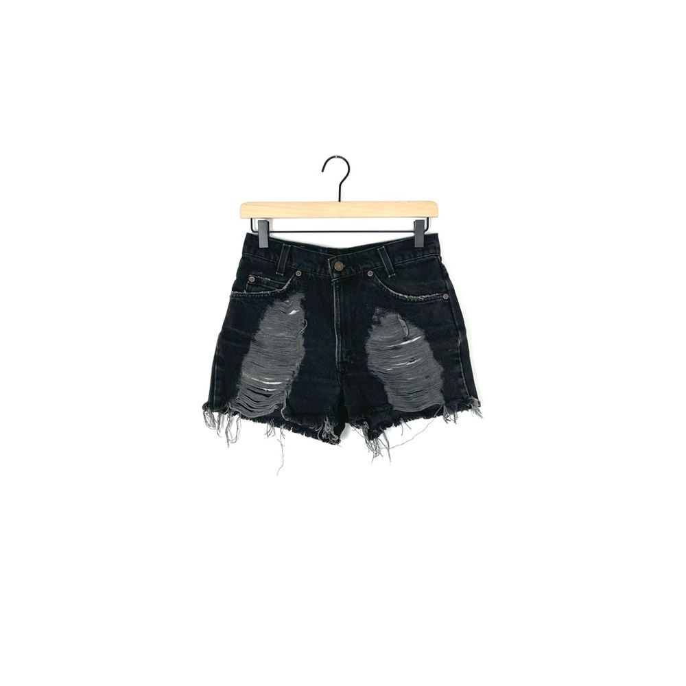 Vintage Levi’s orange tab high waisted cutoff shorts in washed black